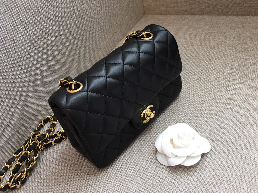 Small Classic Flap Lambskin Bag A01116 Black/Gold